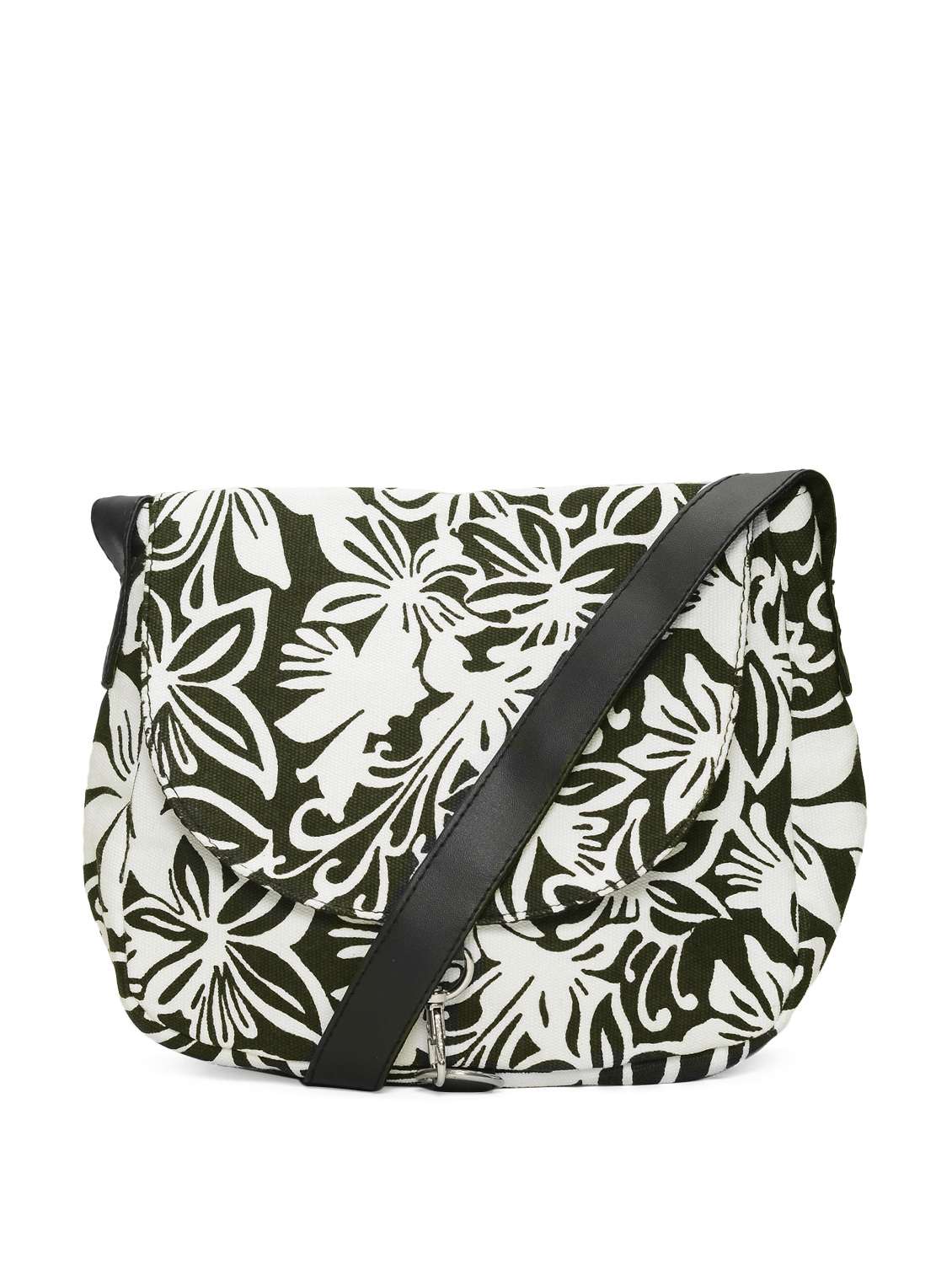 black floral regular sling bag