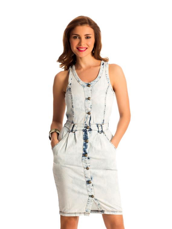 Soft Blue Denim Dress - PrettySecrets