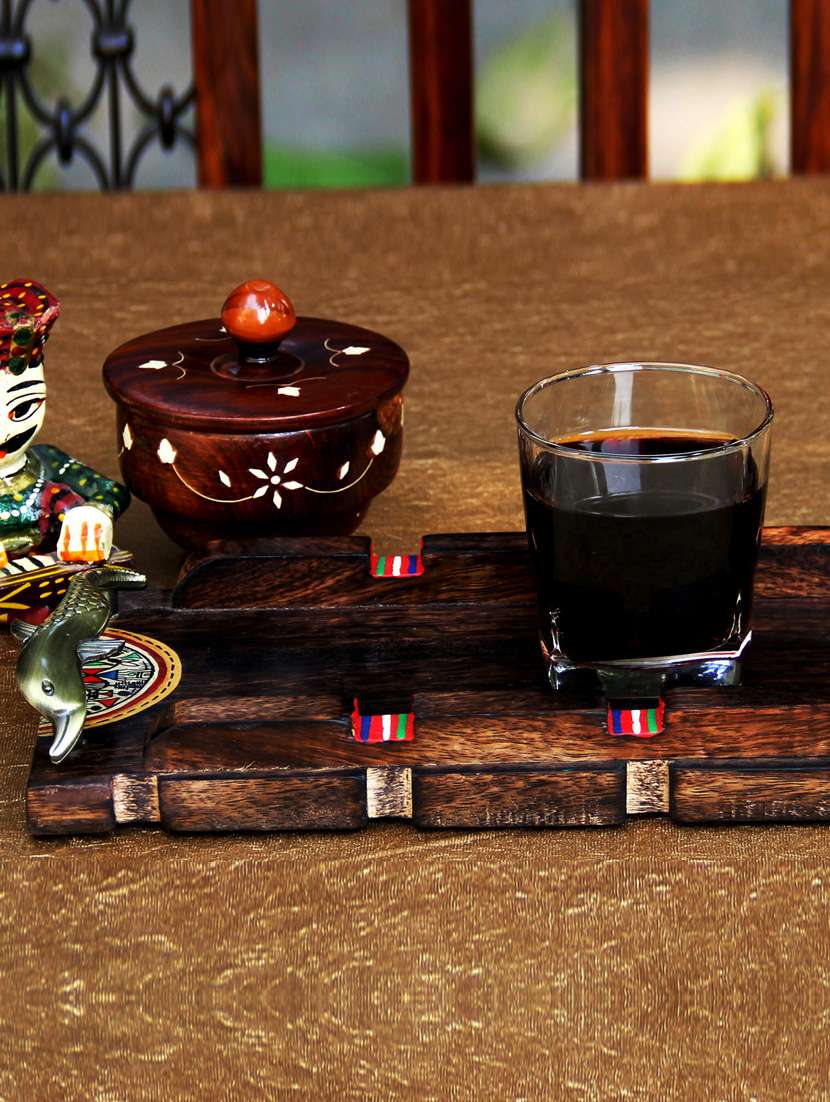 madhubani hand painted small wooden tray