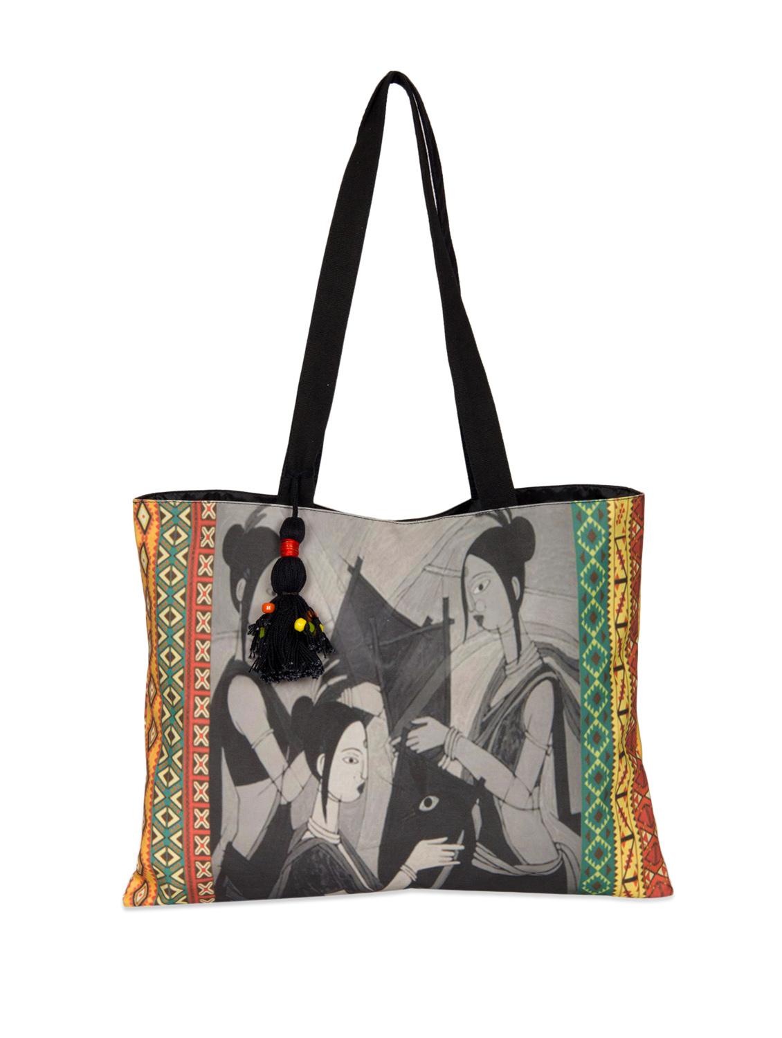 Women Illustrative Cotton Canvas Handbag - The House Of Tara