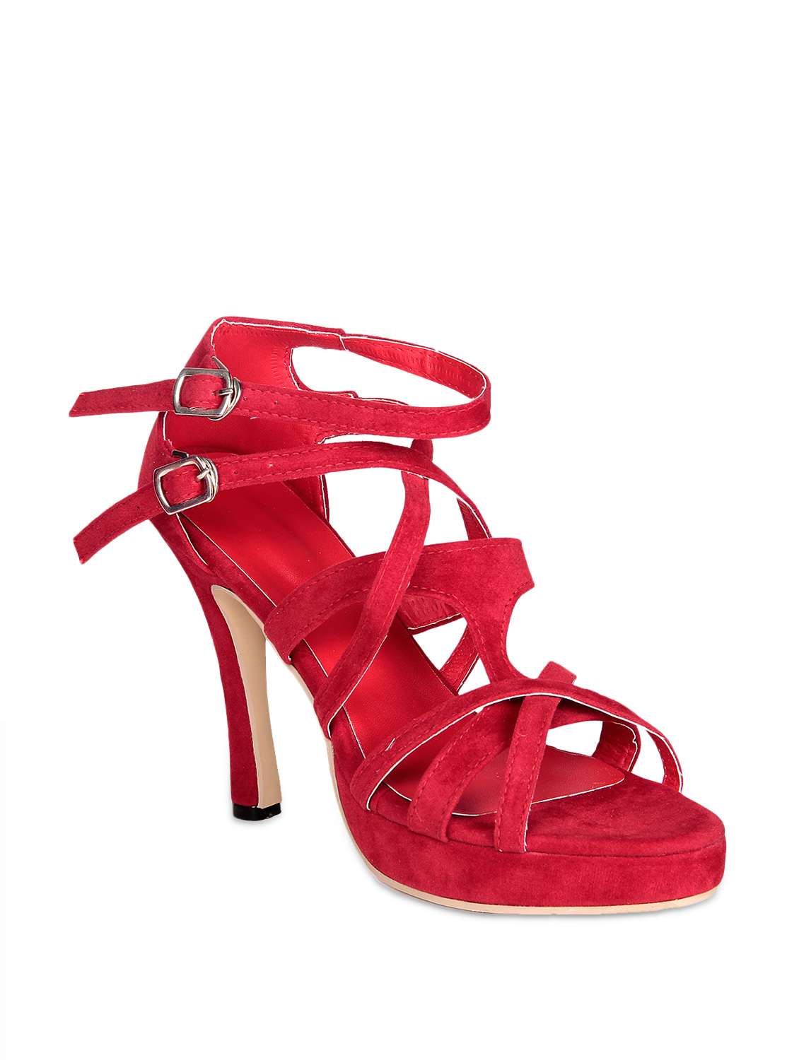 Buy online Criss Cross Red Strappy Heels from heels for Women by