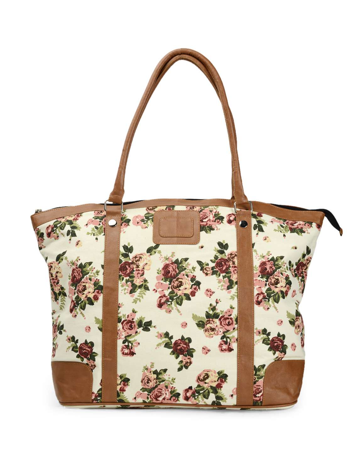 multi floral printed canvas tote bag