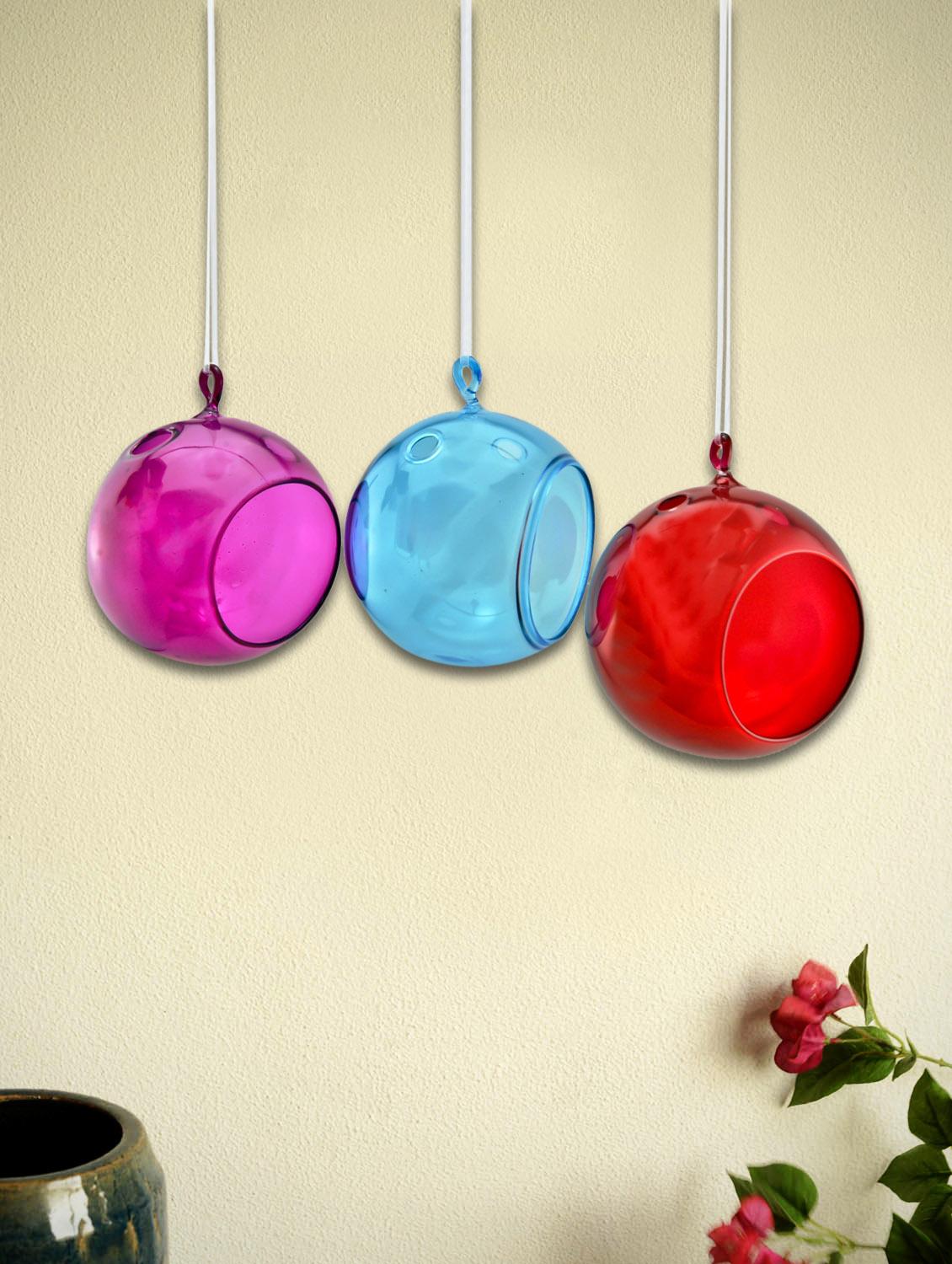 Coloured Glass Decorative Balls (Set Of 3) - Importwala