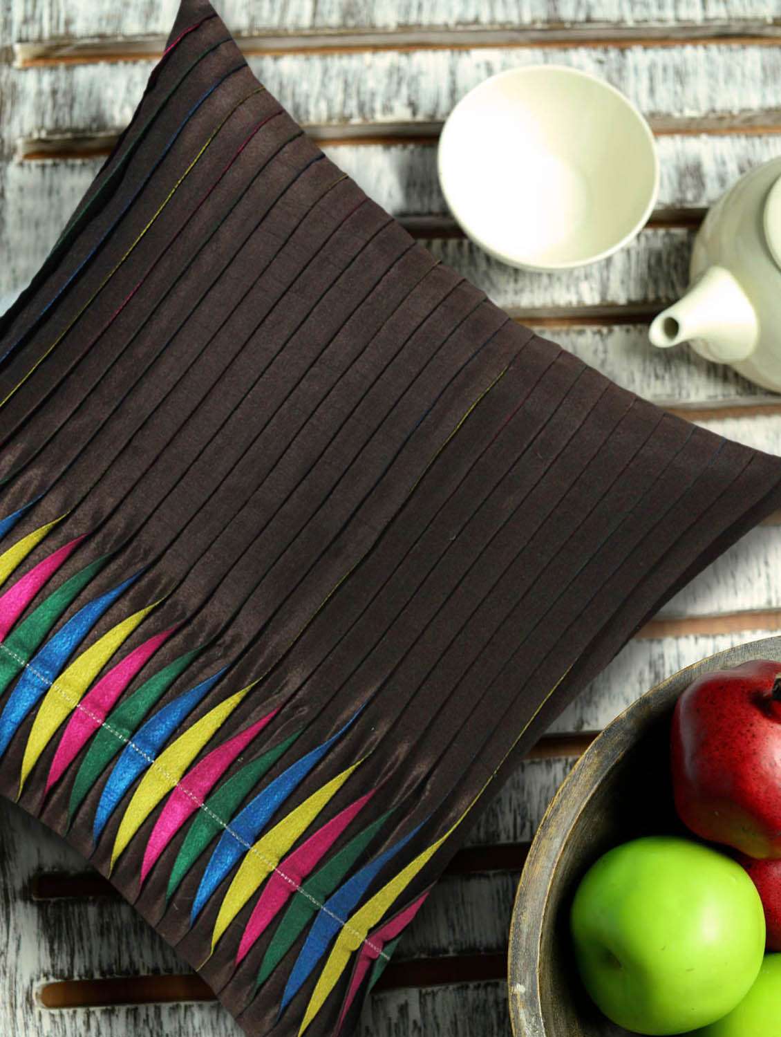 contemporary style reverse pleating technique brown cushion cover