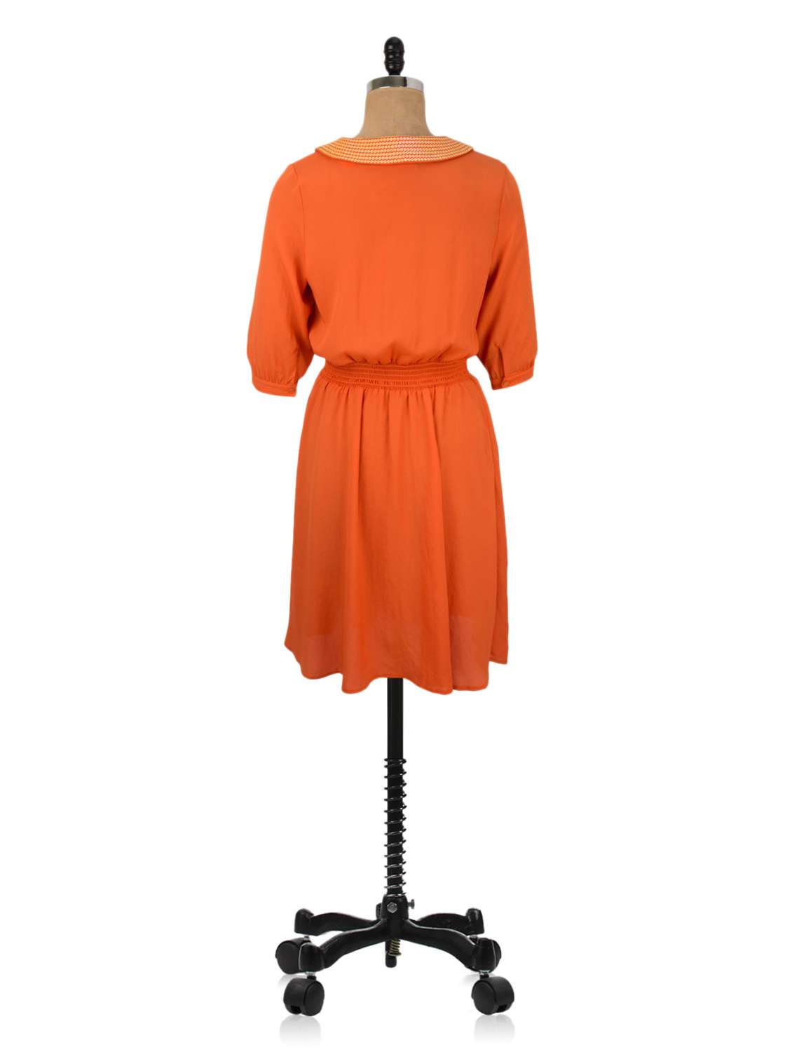Buy online Orange Sequined Peter Pan Collar Dress from western