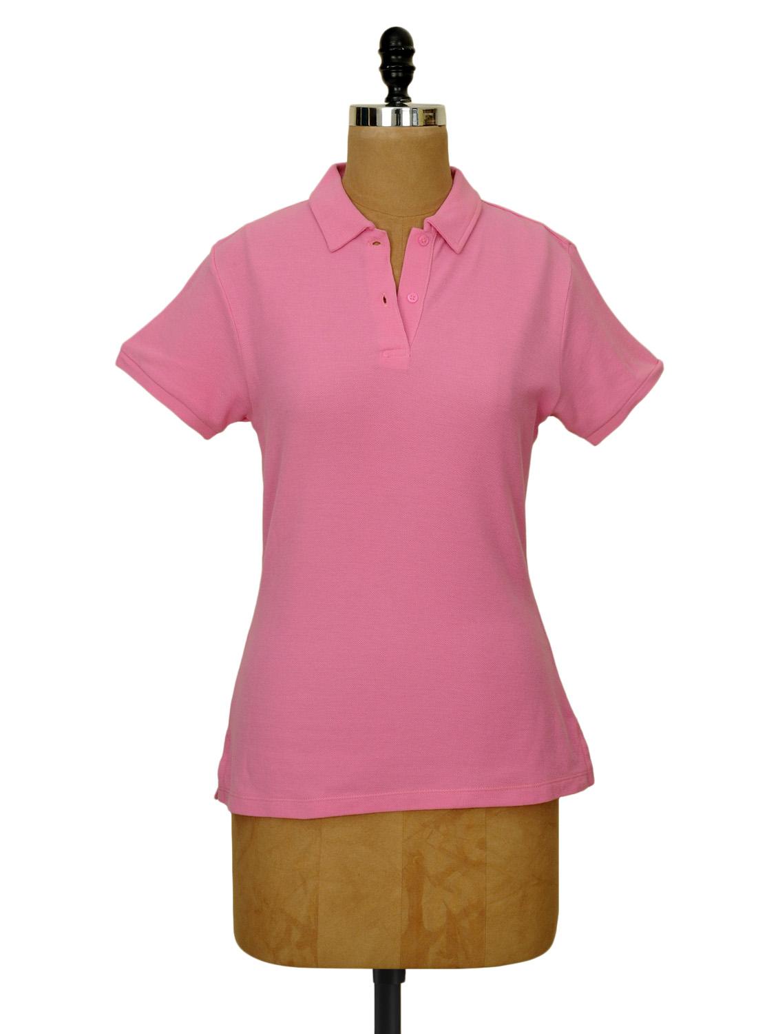 Solid Rose Pink Collared T-shirt - CHERYMOYA