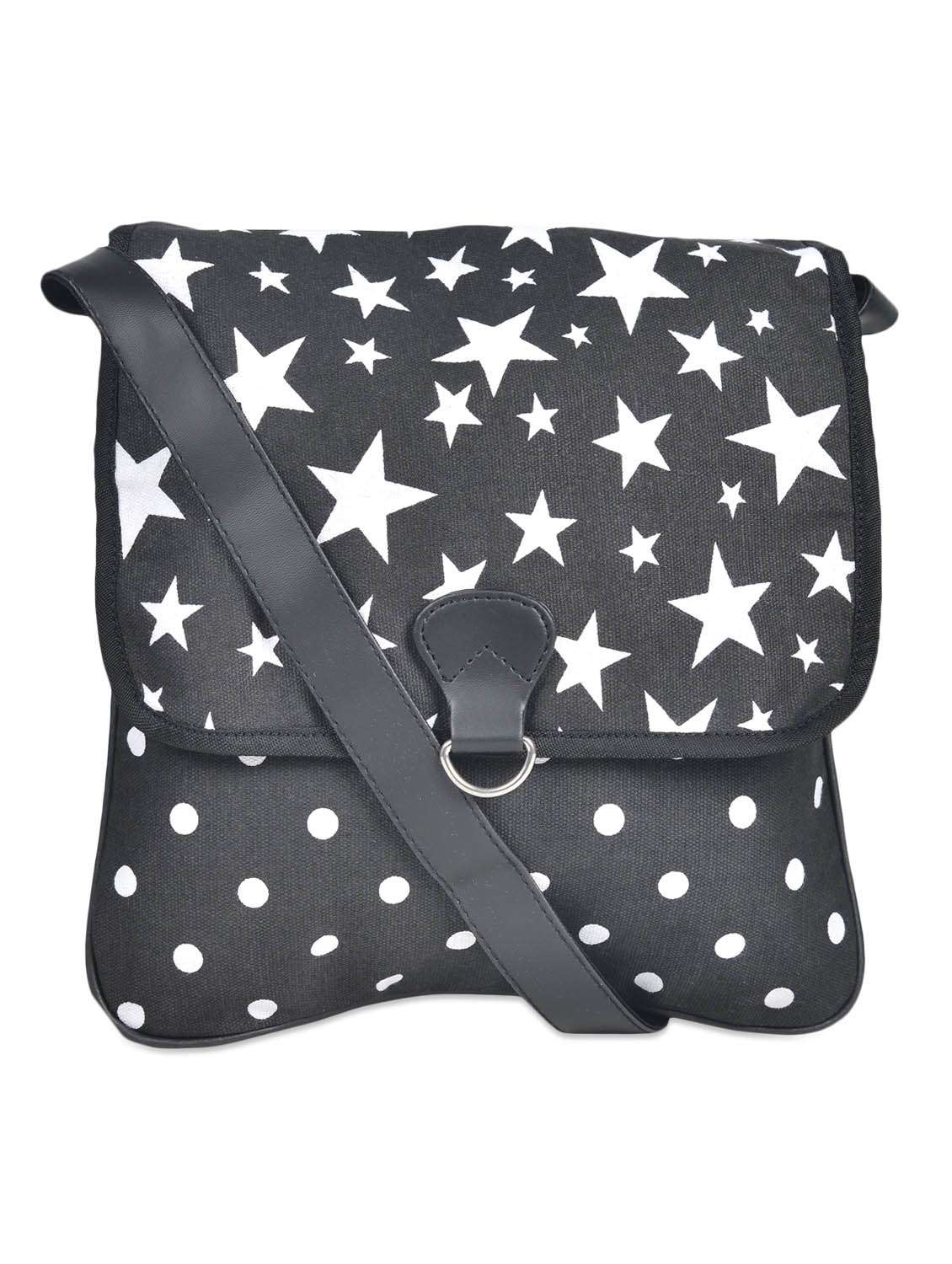 polka-dot and star print sling bag