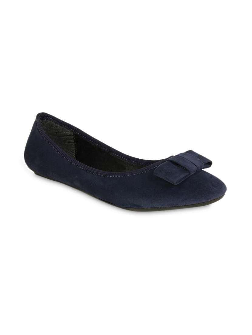 blue suede  round toe ballerinas
