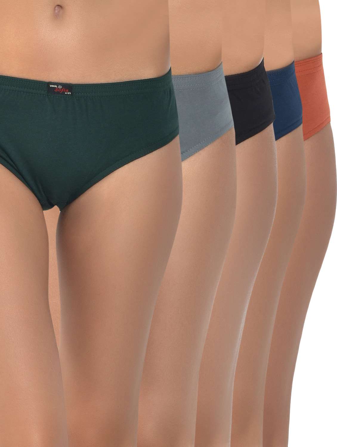 pack of 5 multicolored cotton blend panties