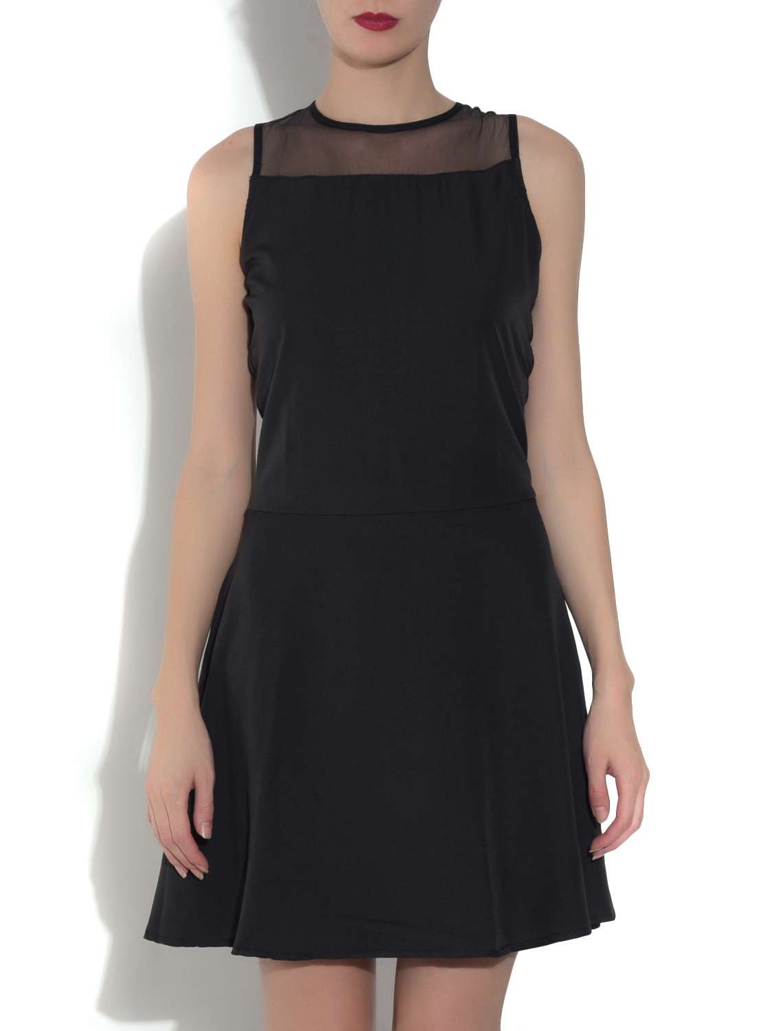 black  sleeveless a-line dress
