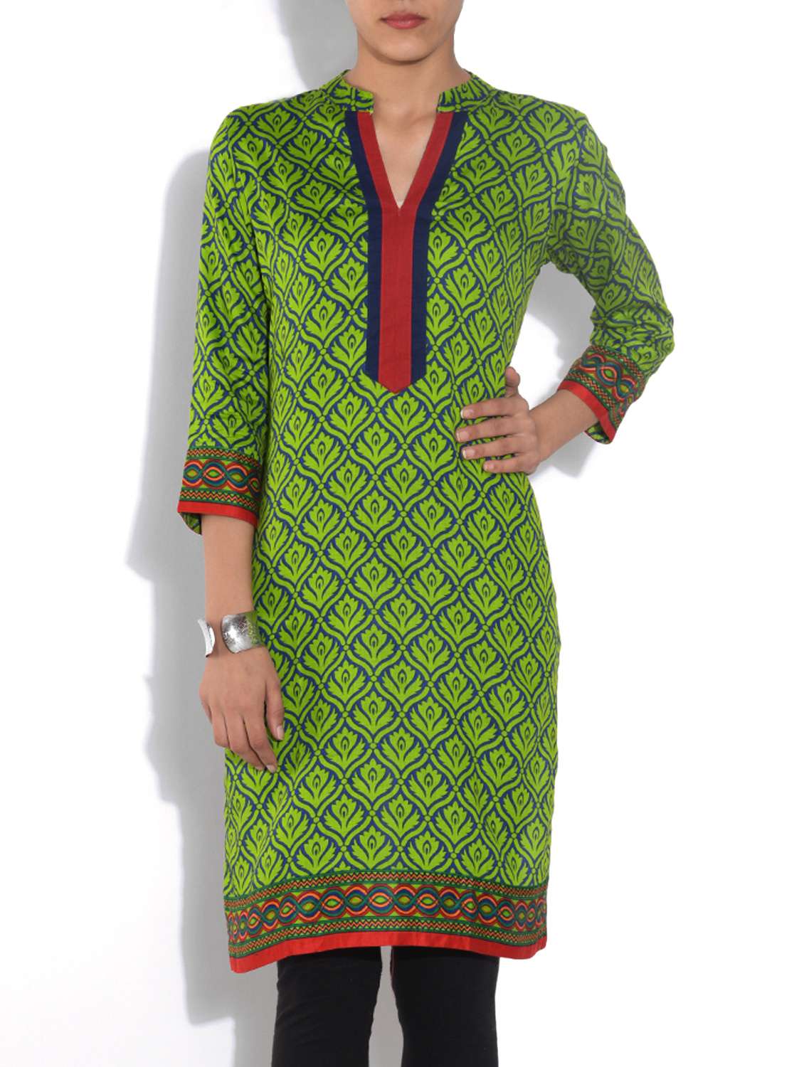 green viscose straight kurta