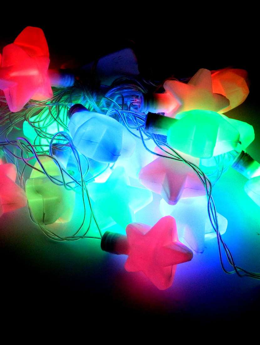 multicolored plastic star shaped string light