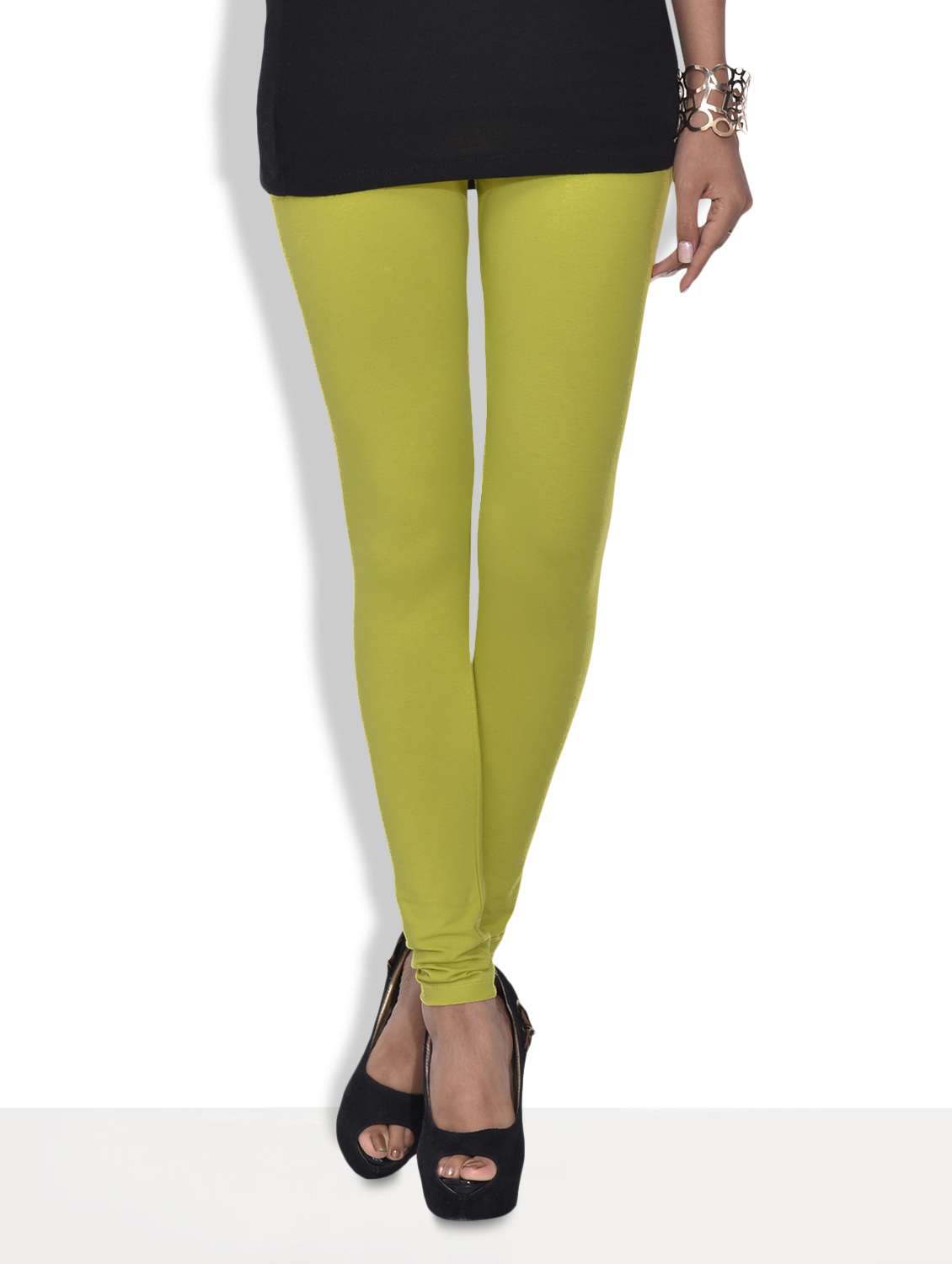 yellow cotton and spandex  ankle leggings