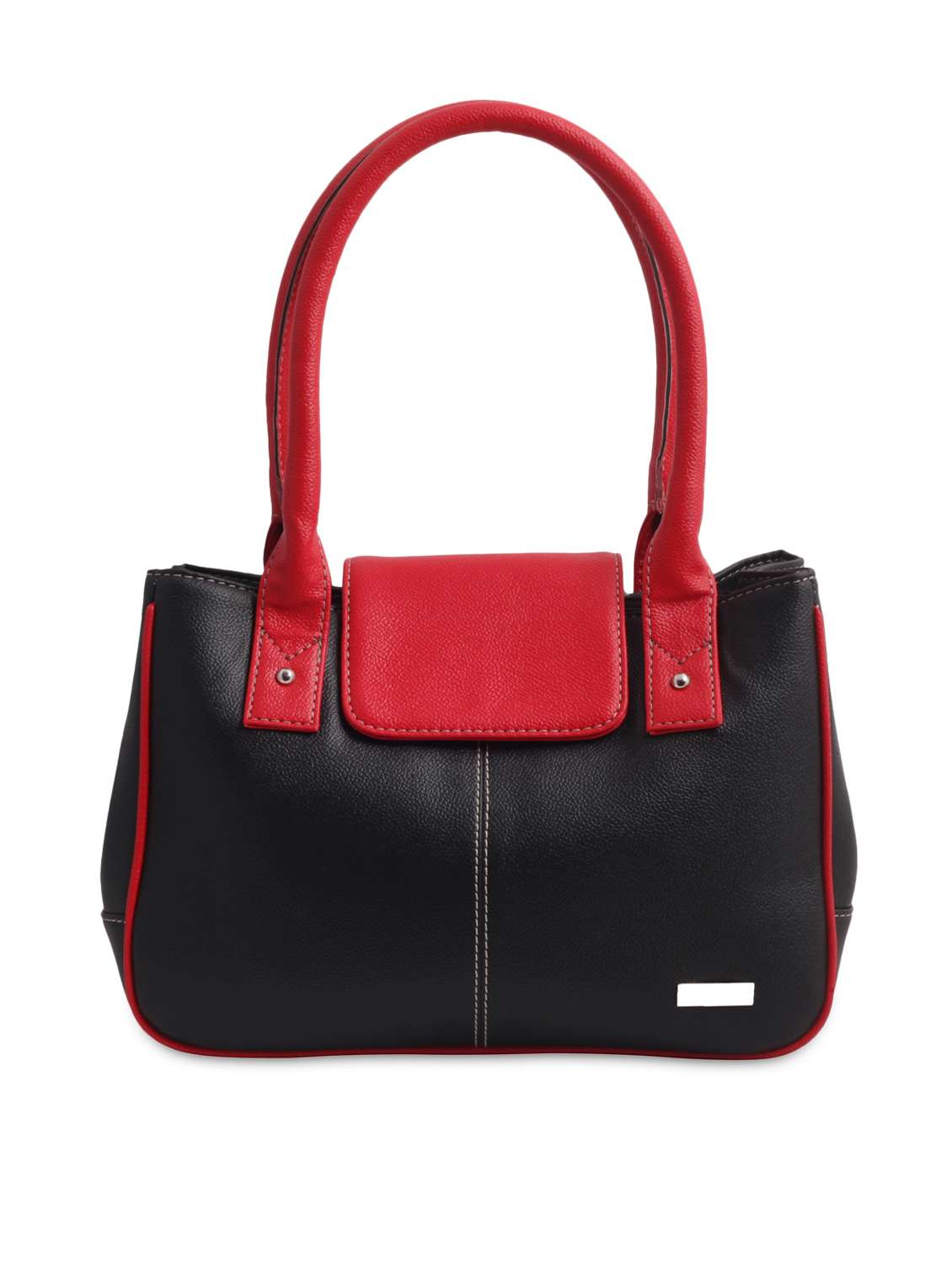 black textured leatherette handbag