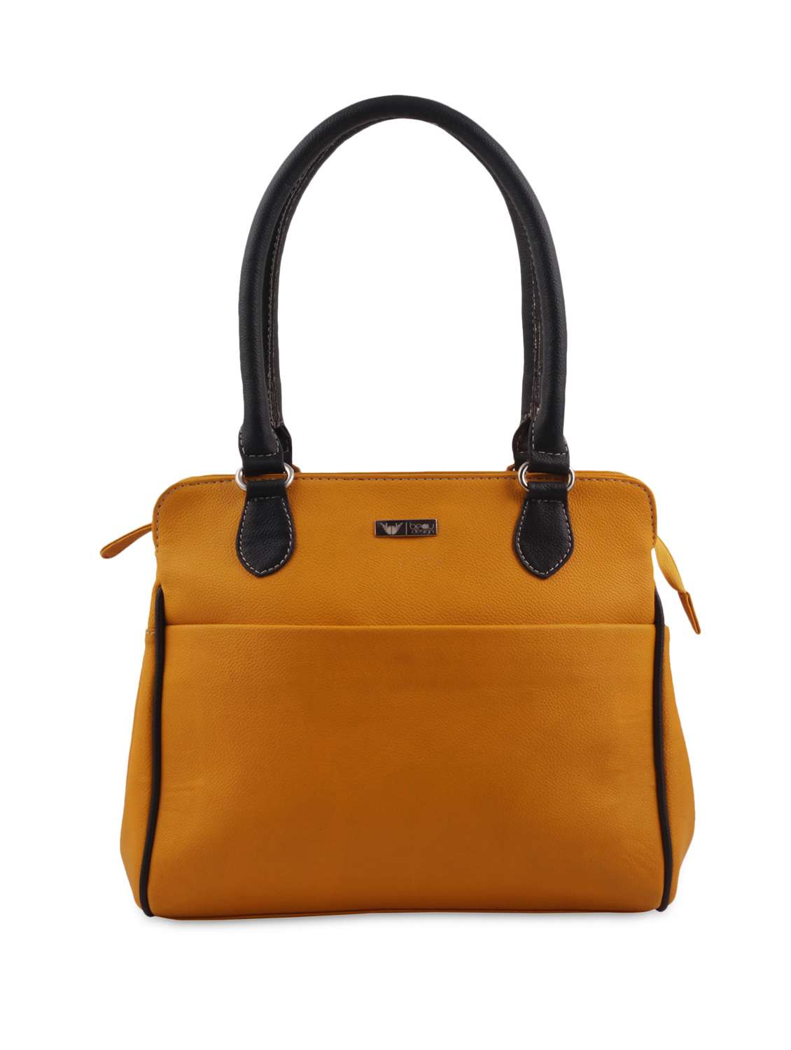 brown textured leatherette handbag