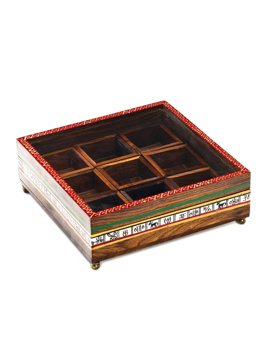 brown floral print square utility box