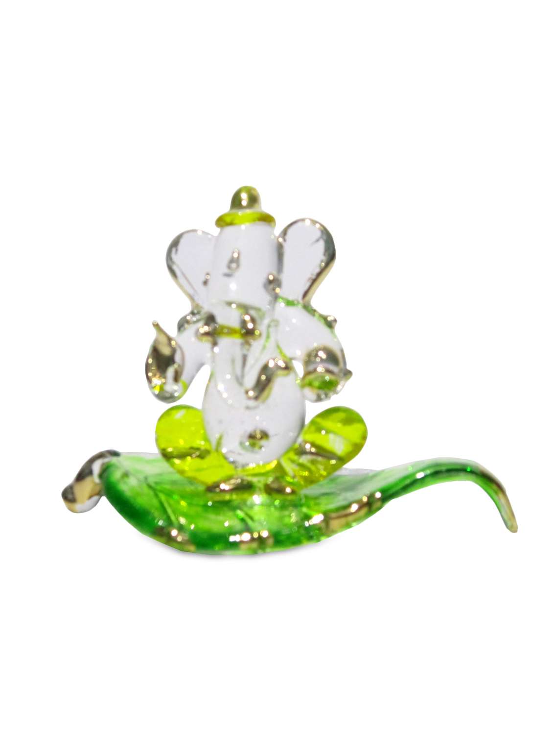 clear and green crystal ganesha statue