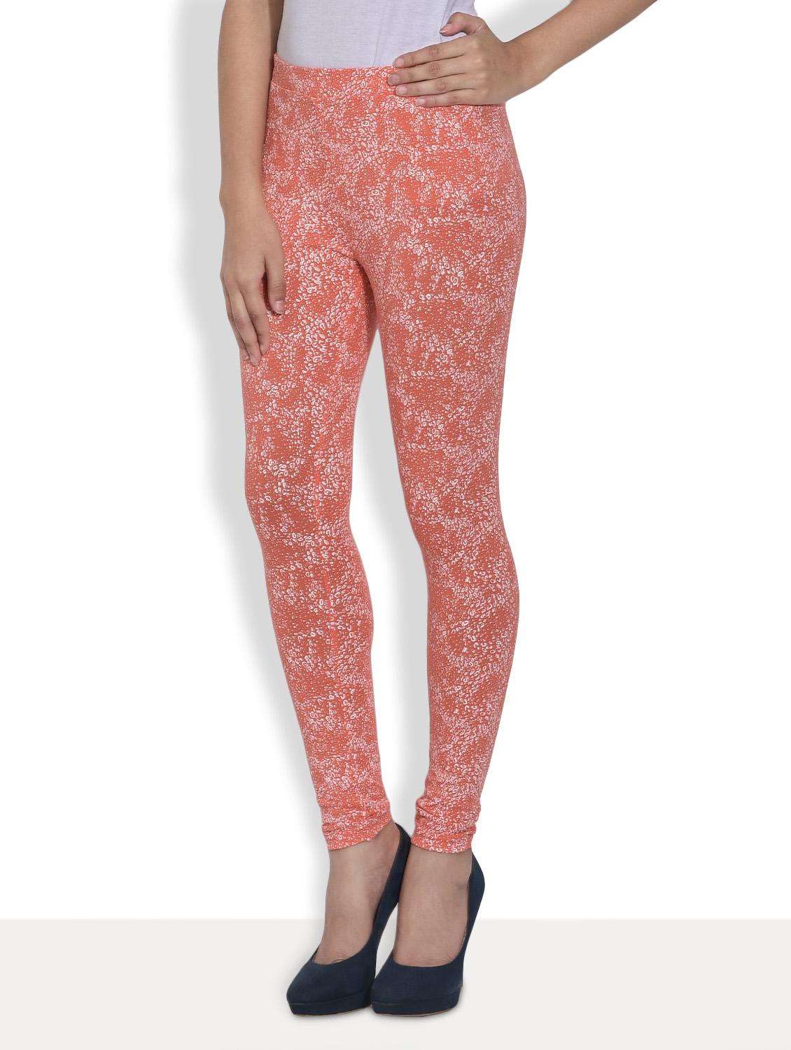 peach printed leggings - 9608686 - Standard Image - 1