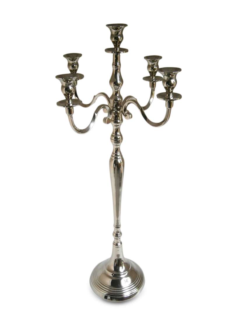 silver five branched candle stand