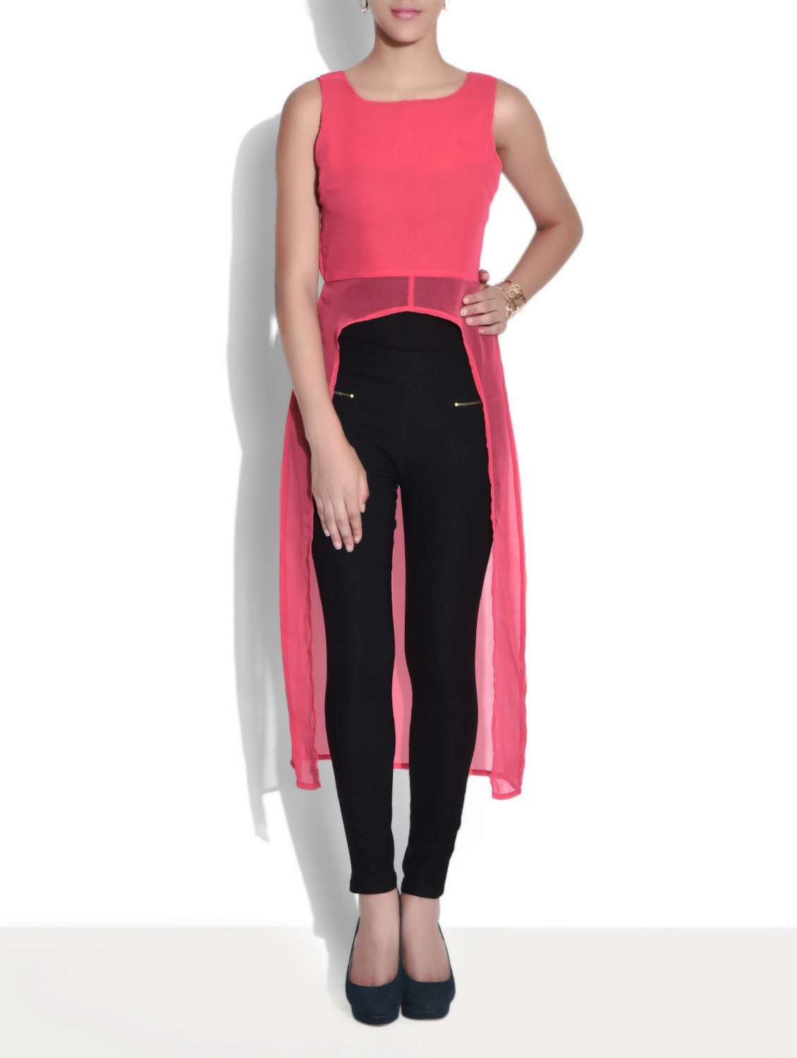 peach sheer polygeorgette cape jacket