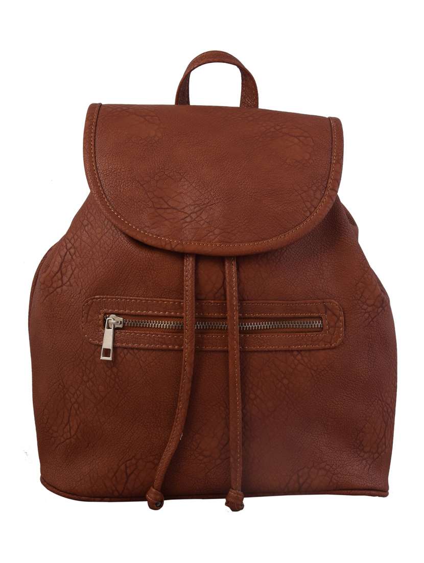 brown leatherette backpack
