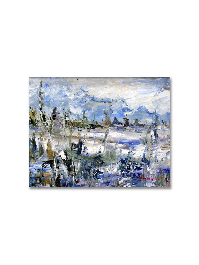 multicolour abstract printed canvas painting