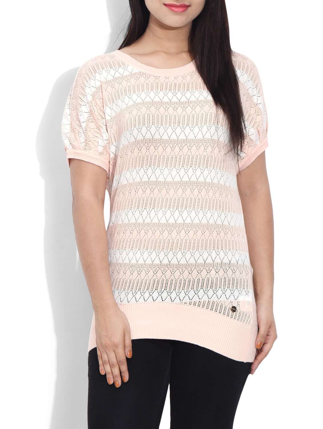Pink Cotton Striped Pullover