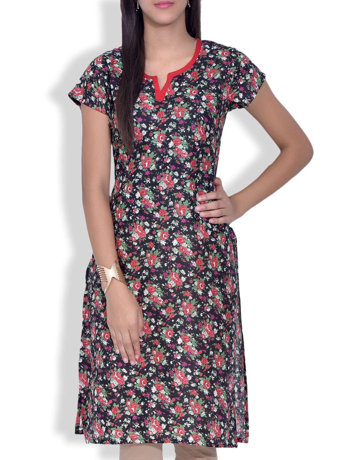 blue cotton straight kurta