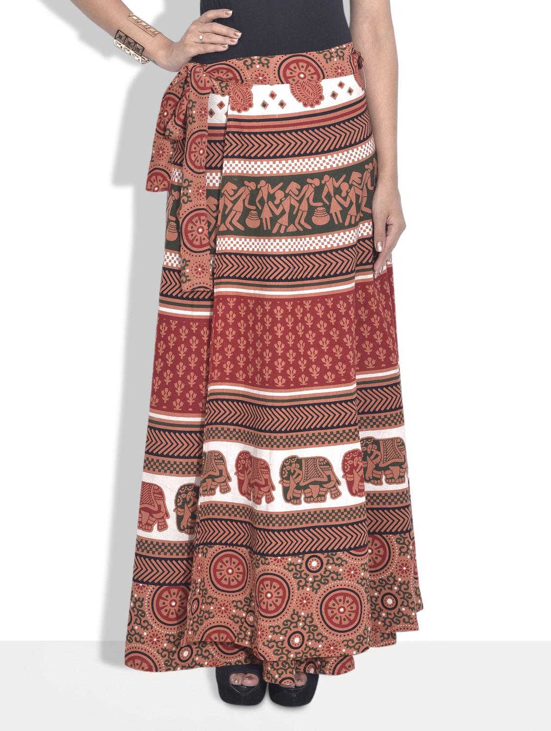 Multicoloured Printed Cotton Ethnic Skirt - By
