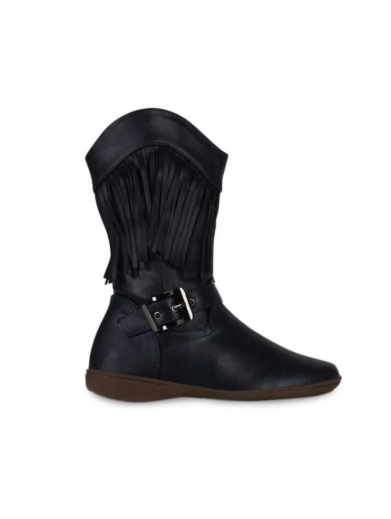 navy blue fringed boots