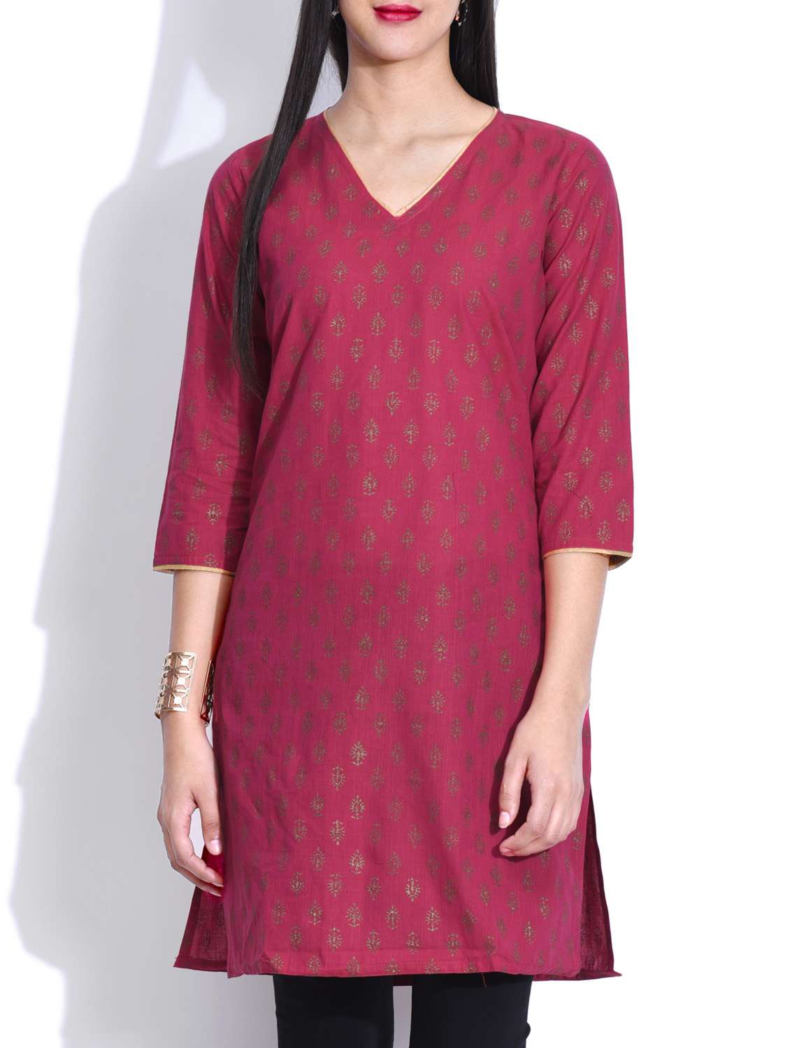 pink linen straight kurta