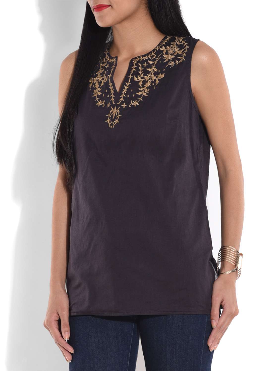 black embroidered cotton top - 9644221 -  Standard Image - 1