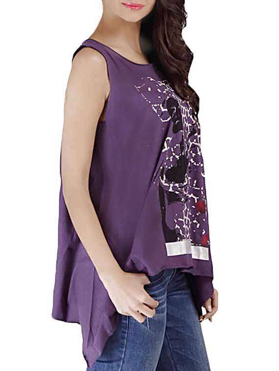 purple printed organic cotton asymmetrical top - 9645671 -  Standard Image - 1