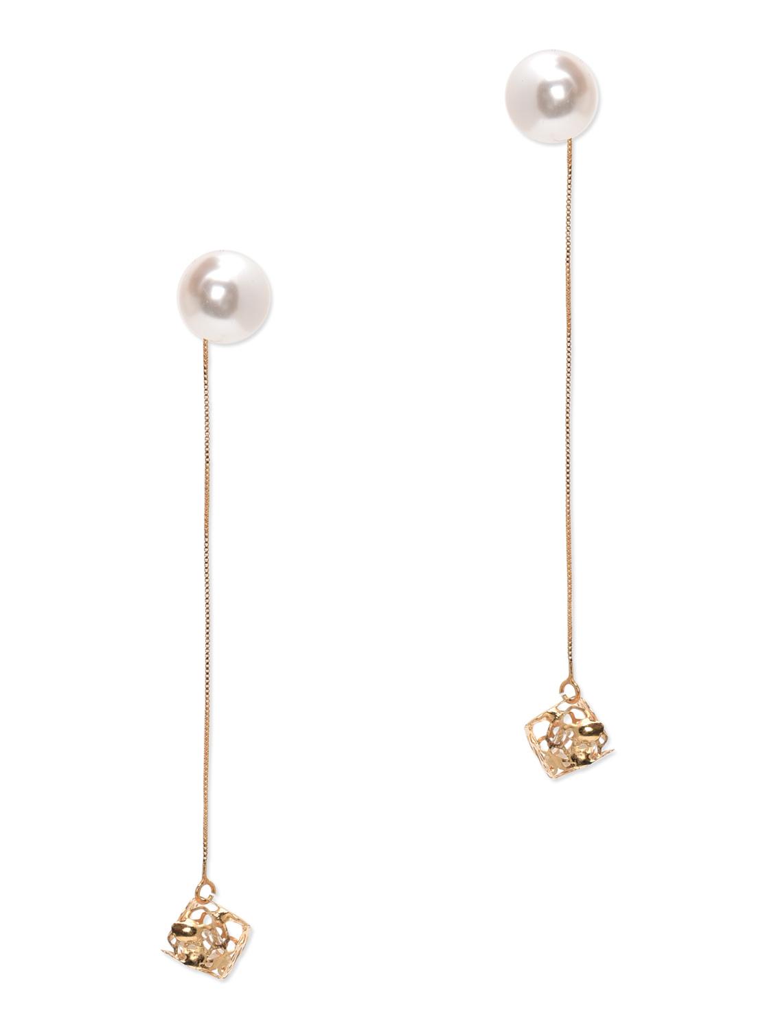 Gold Metal Drop Earrings - By