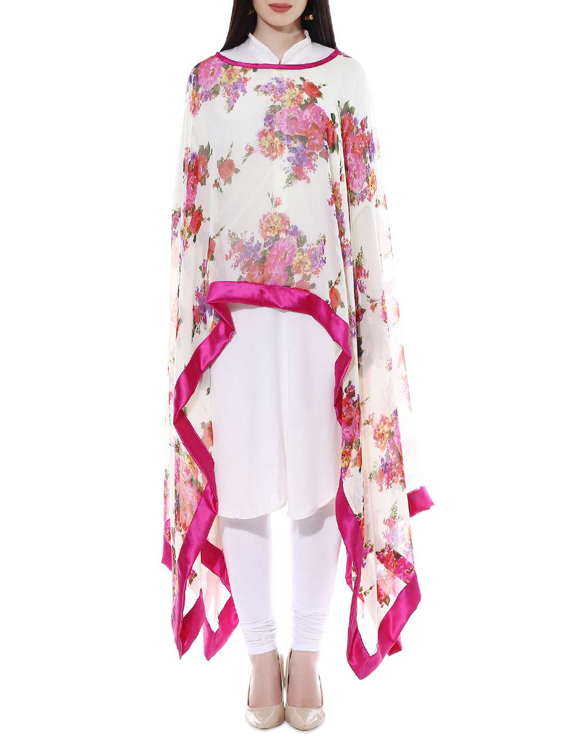 white floral printed kaftan