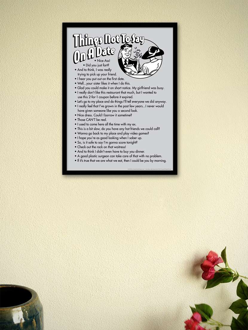 things not to say on a date  framed - wall poster