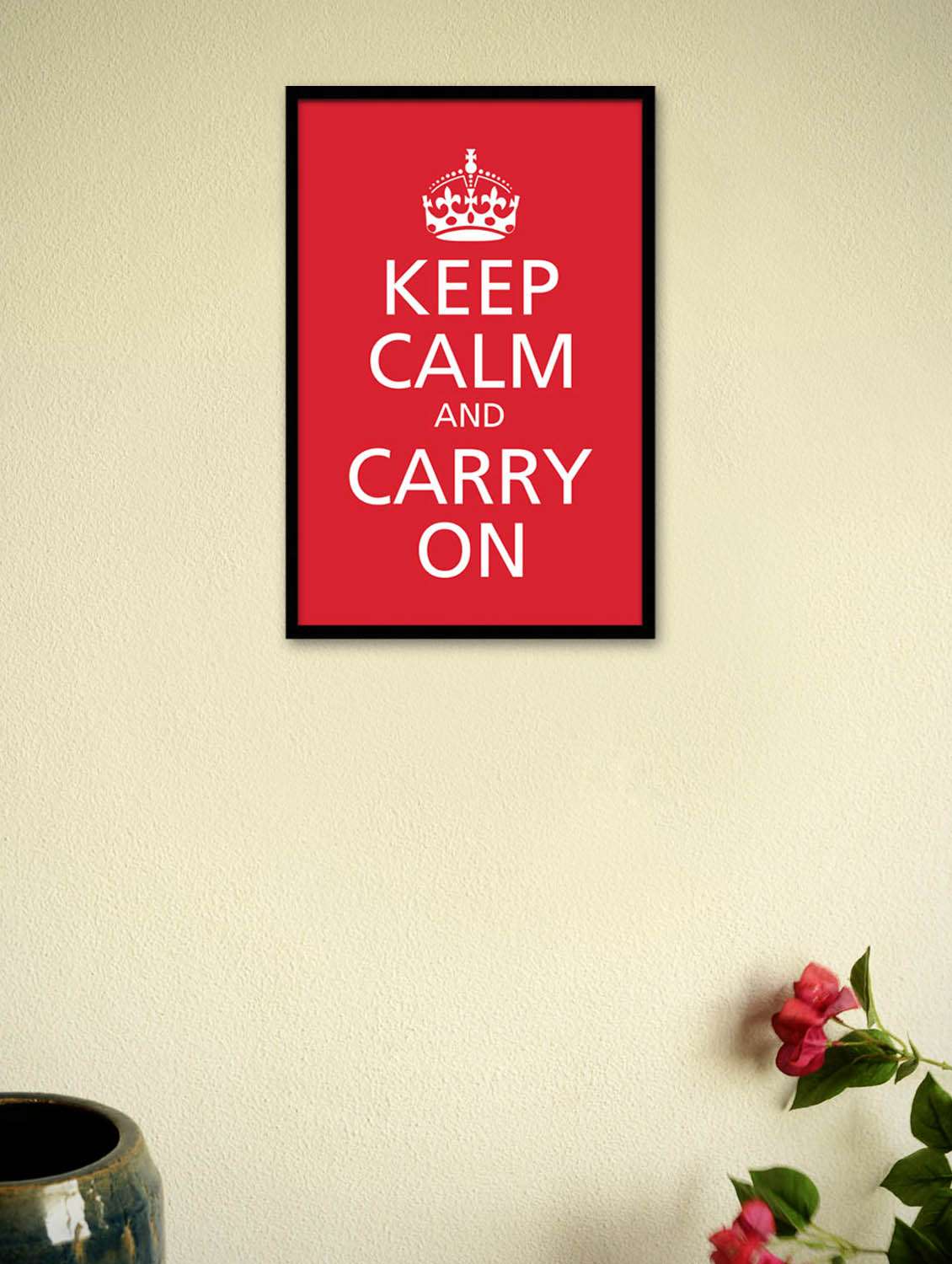 keep calm and carry on- red framed poster