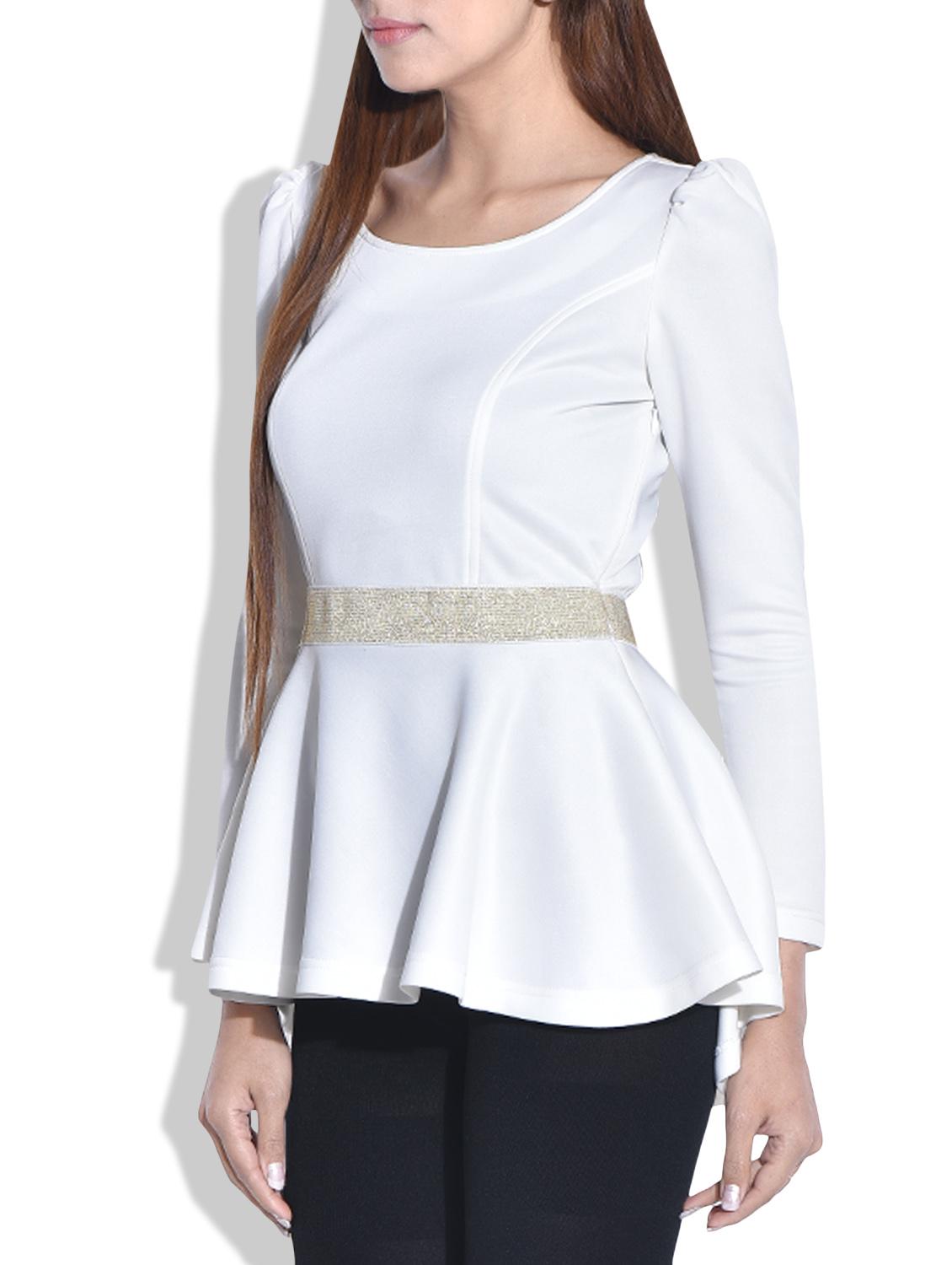 embellished waist peplum top - 9652886 -  Standard Image - 1
