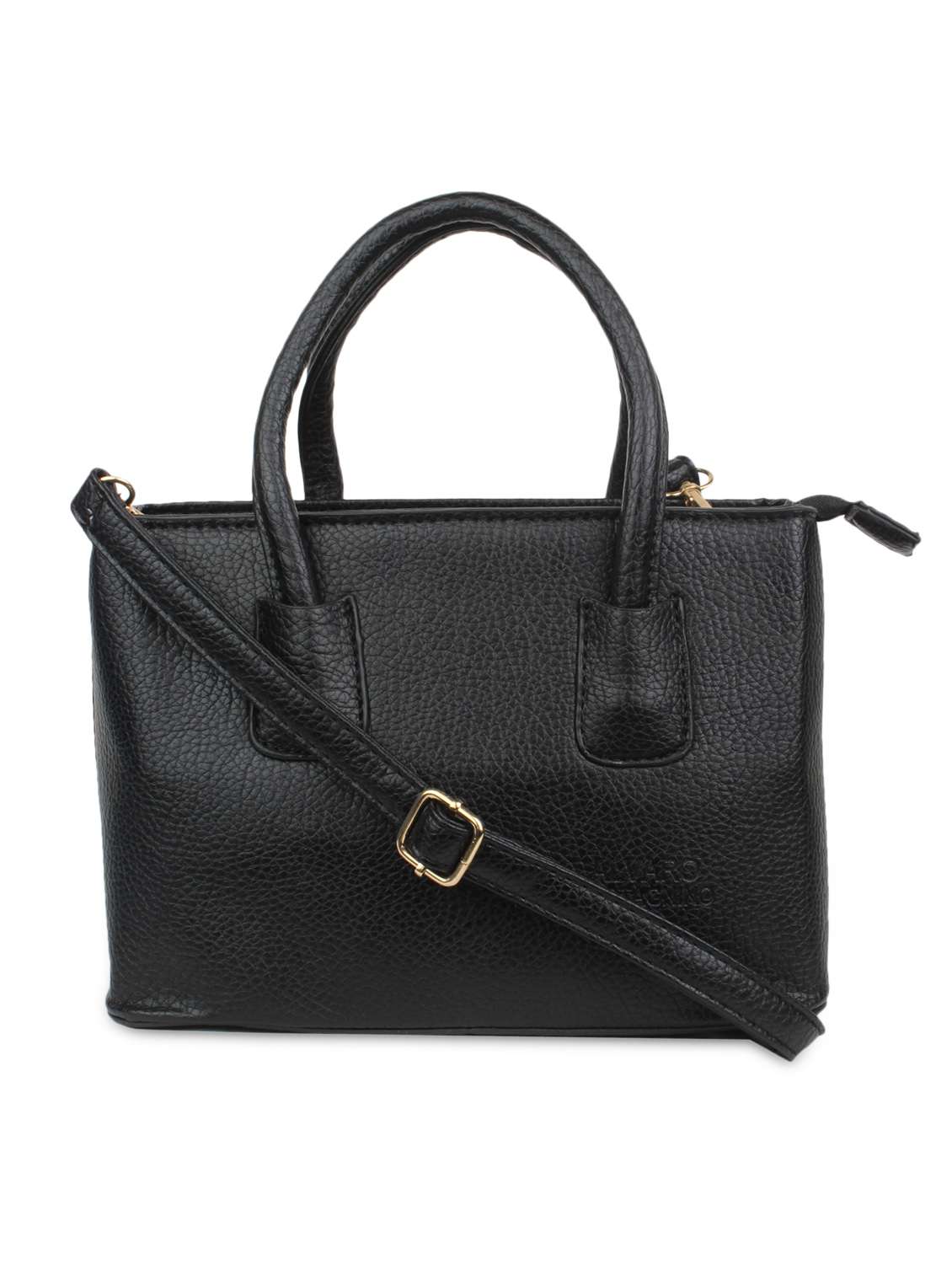 black textured leatherette handbag
