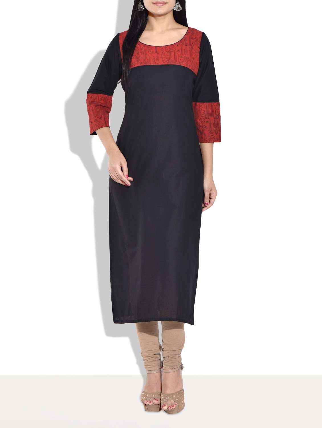  black red blk print kurti