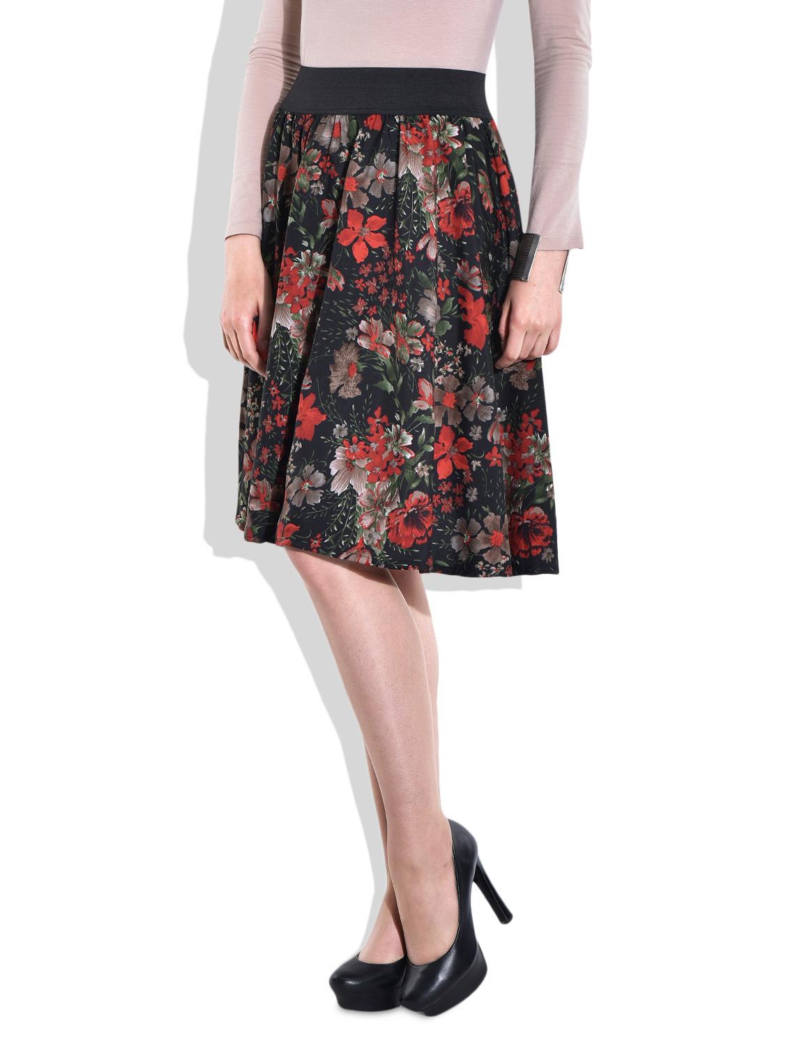 Black floral print skirt - 9663015 - Standard Image - 1