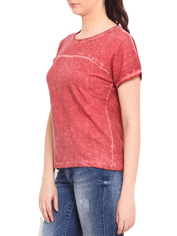 red cotton short sleeved printed top - 9667295 - Standard Image - 1