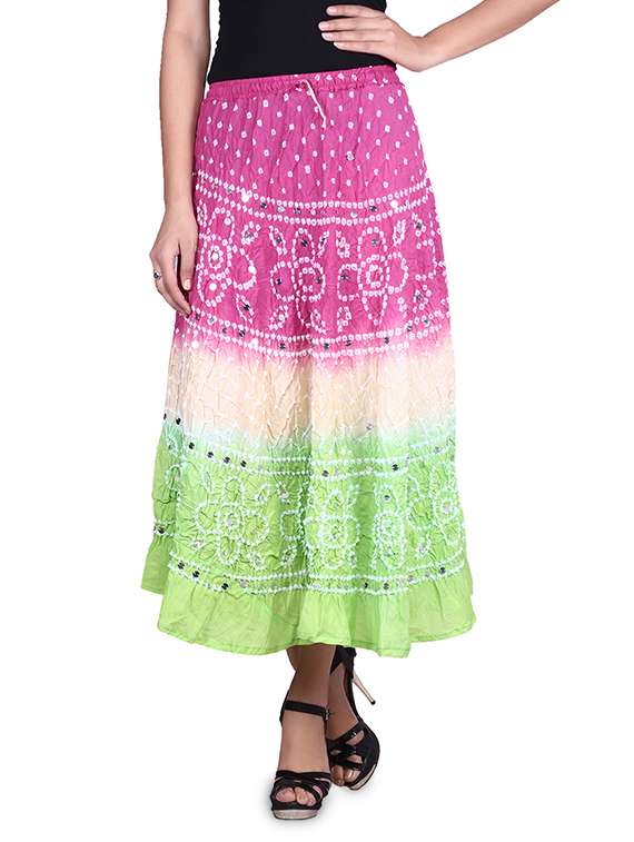 multicolored printed n sequined cotton skirt