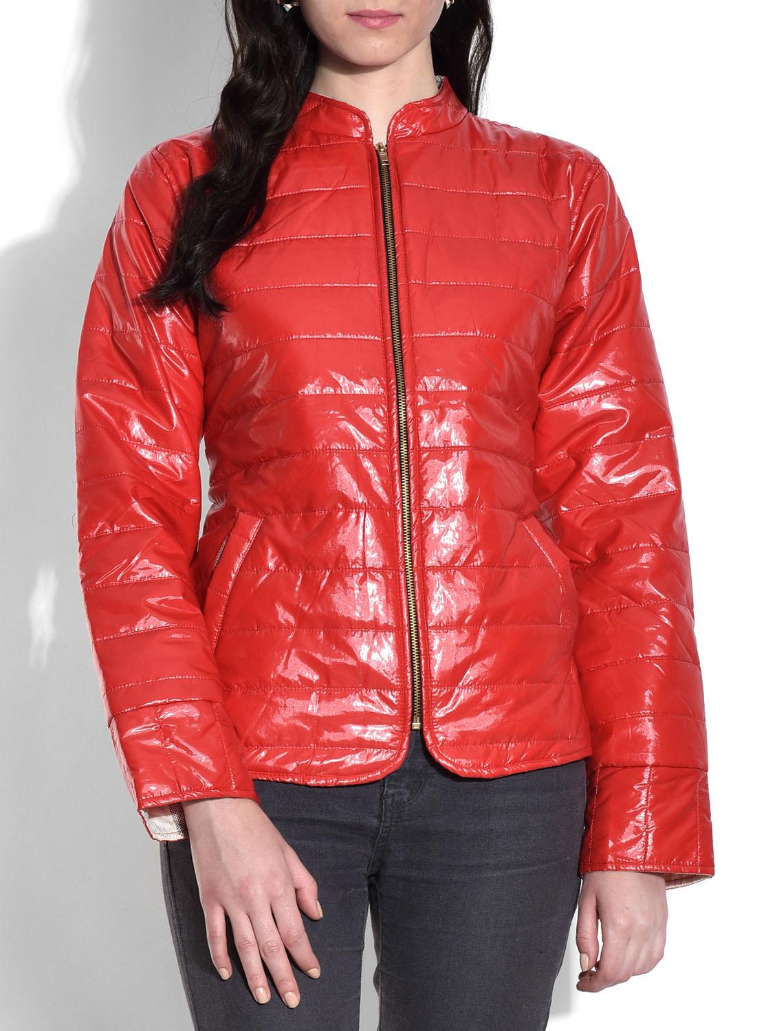 Solid Red Quilted Jacket - By