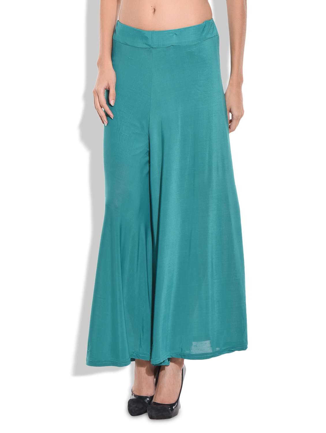 green viscose plain palazzo