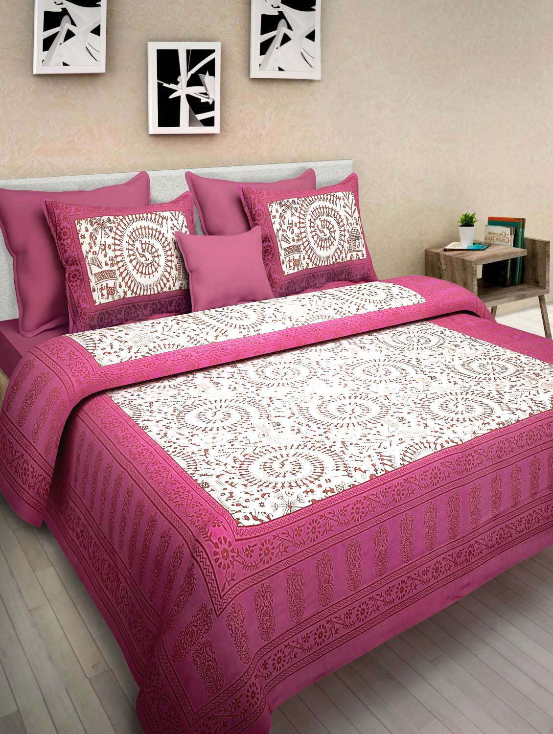 pure cotton  1 double bed sheet with 2 pillow cover