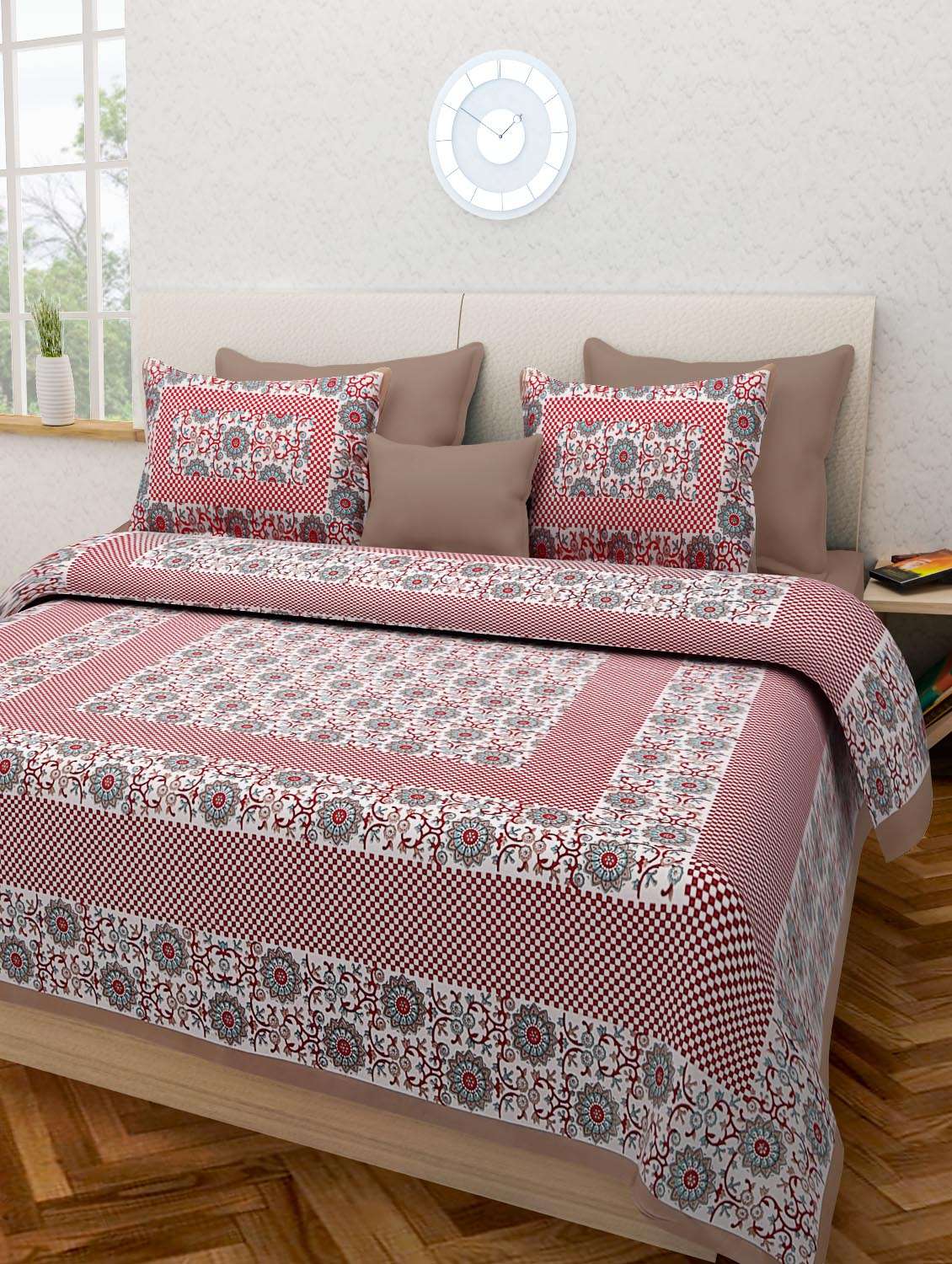 pure cotton jaipuri  double bed sheet with 2 pillow cover
