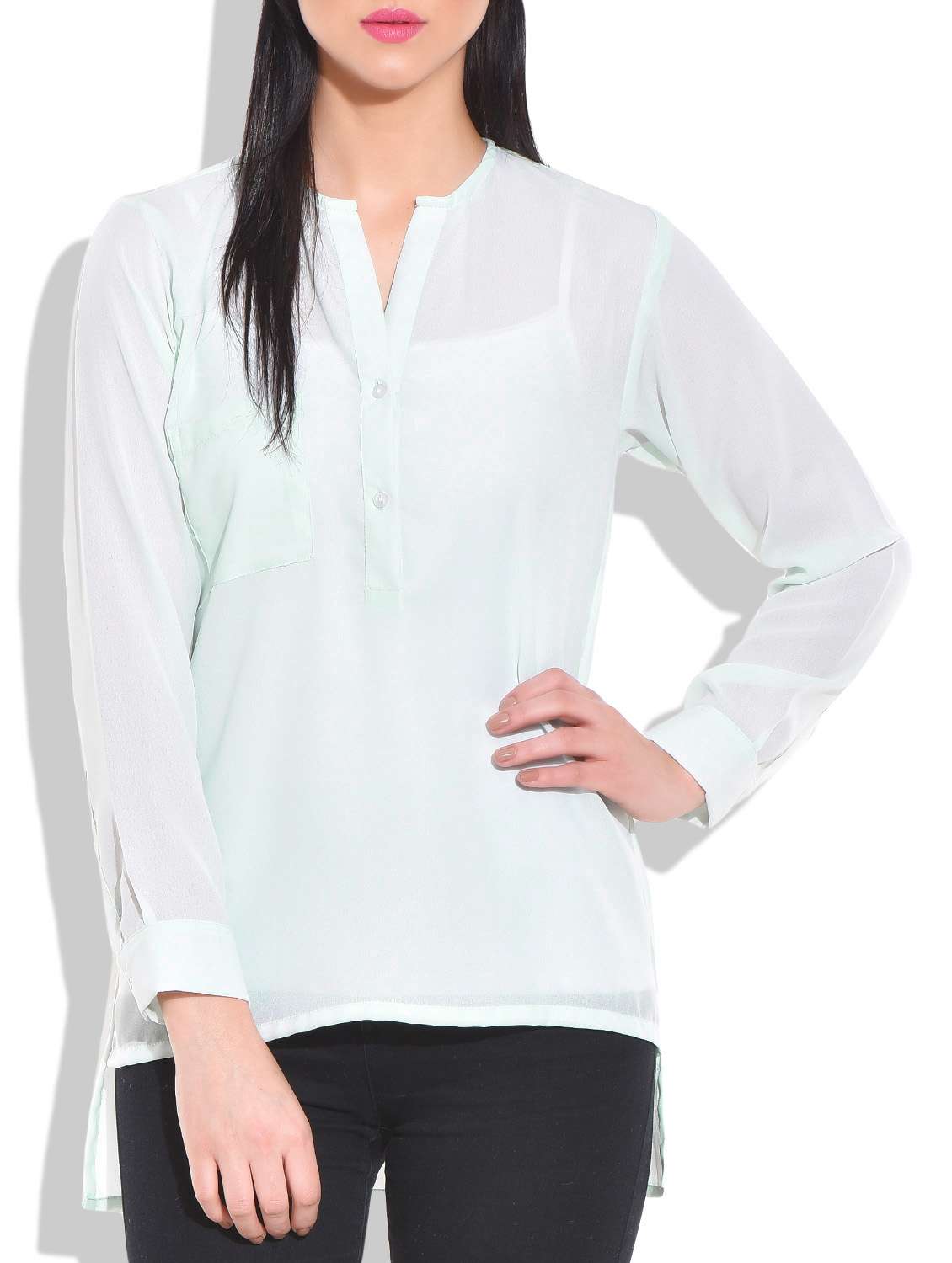 solid mint green full sleeves tunic