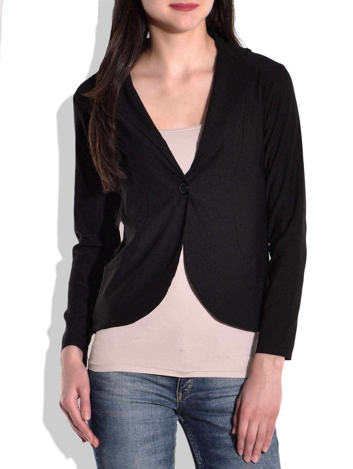 black single button casual blazer