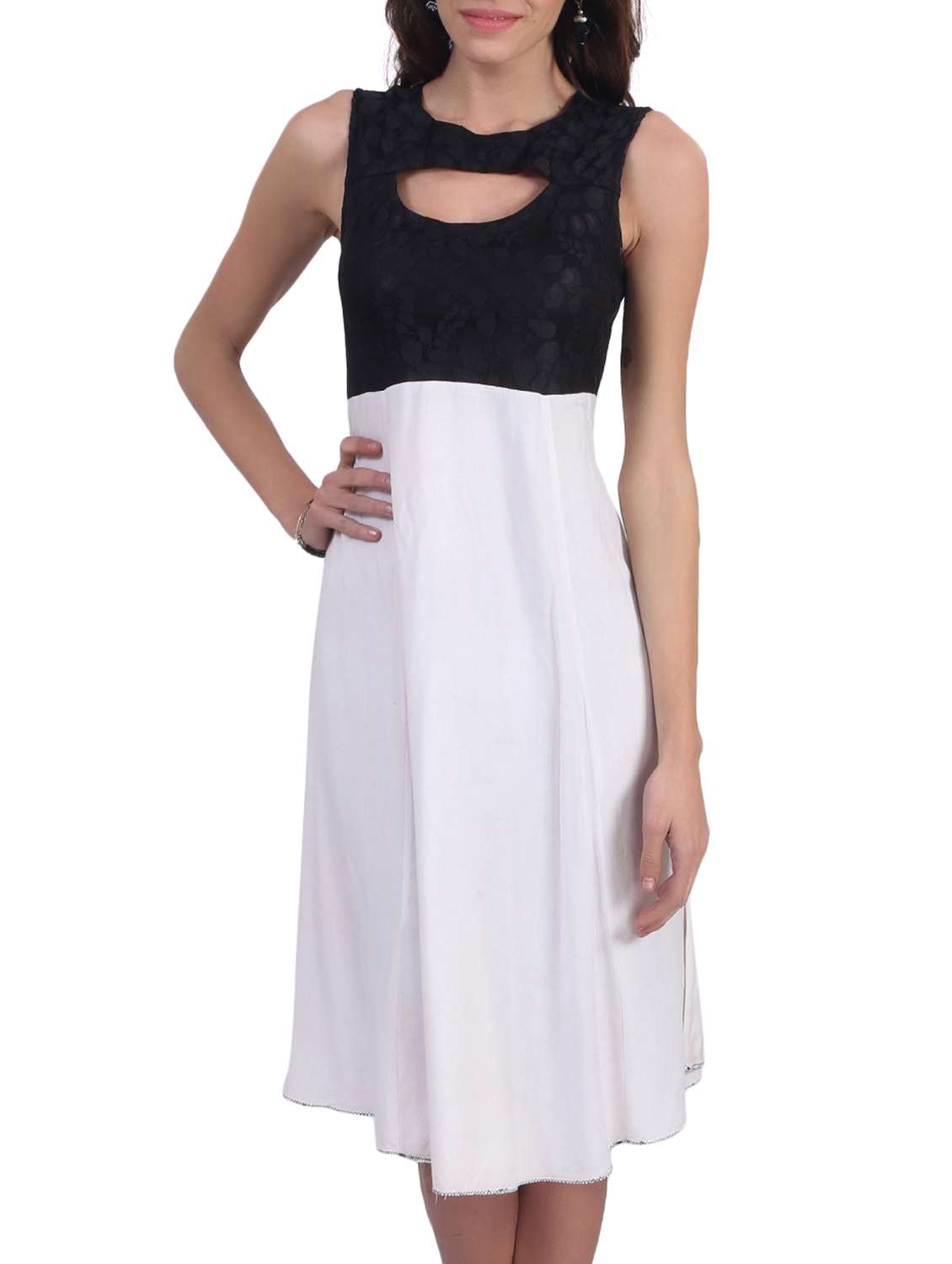 black and white viscose dress